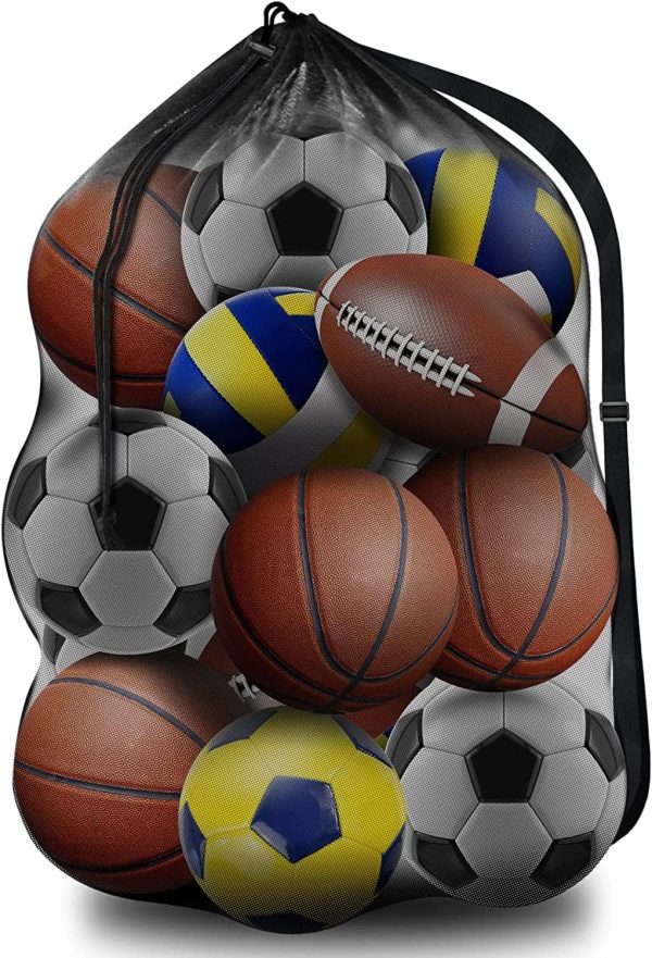 Sports Ball Bag Mesh, Basketball Bags Team Balls, Adjustable Shoulder Strap, Team Work Ball Bags for Holding Soccer, Football, Volleyball, Swimming Gear