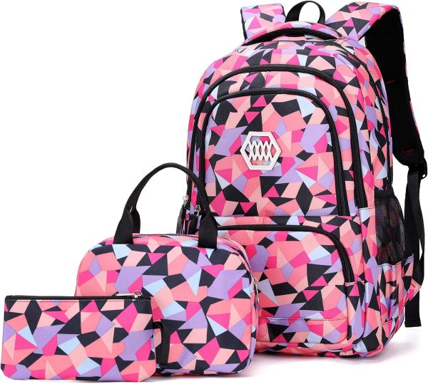 Geometric Print Kids Backpack for Girls Boys Primary Middle School Bag Bookbags